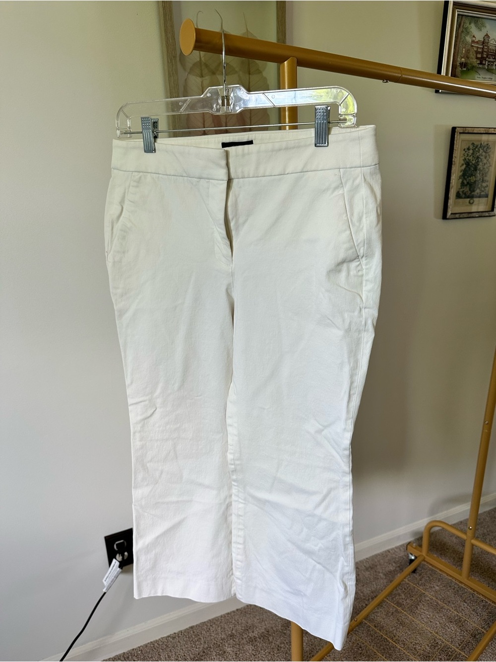 J Crew Hayden White Cropped Kick Out Pants - Size 10P